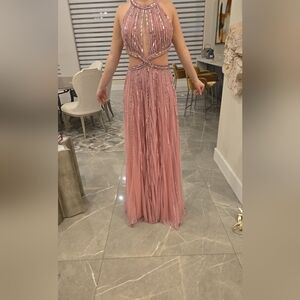 Mac Duggal Pink Beaded Prom Dress